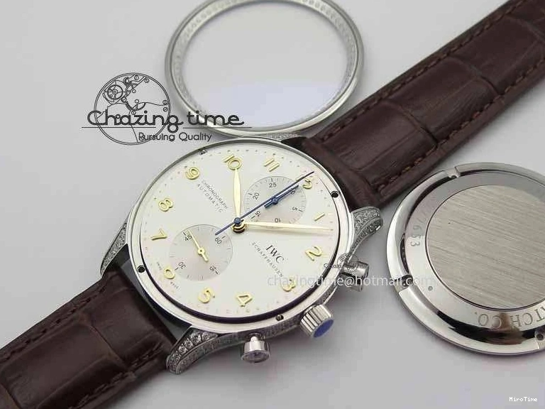 MIROTIME 1219 Portuguese IW3714 Diam ZF V2 1:1 Best Edition White Dial RG Numbers On Brown Leather Strap A79350 (Slim Movement) Fashionable 7246